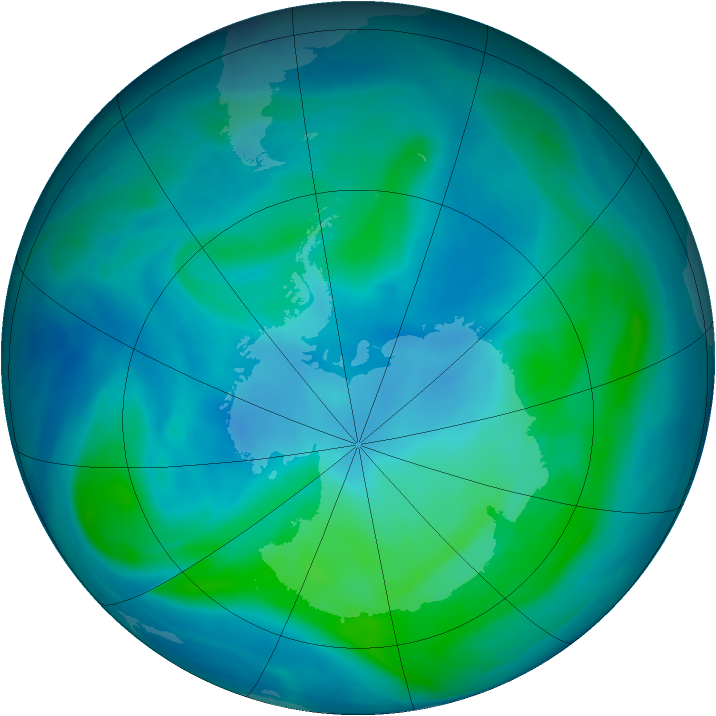Antarctic ozone map for 18 February 2008
